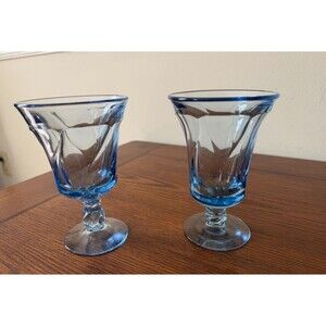 Vintage Fostoria 'Jamestown Blue' Stemmed Water Goblets Set of 2